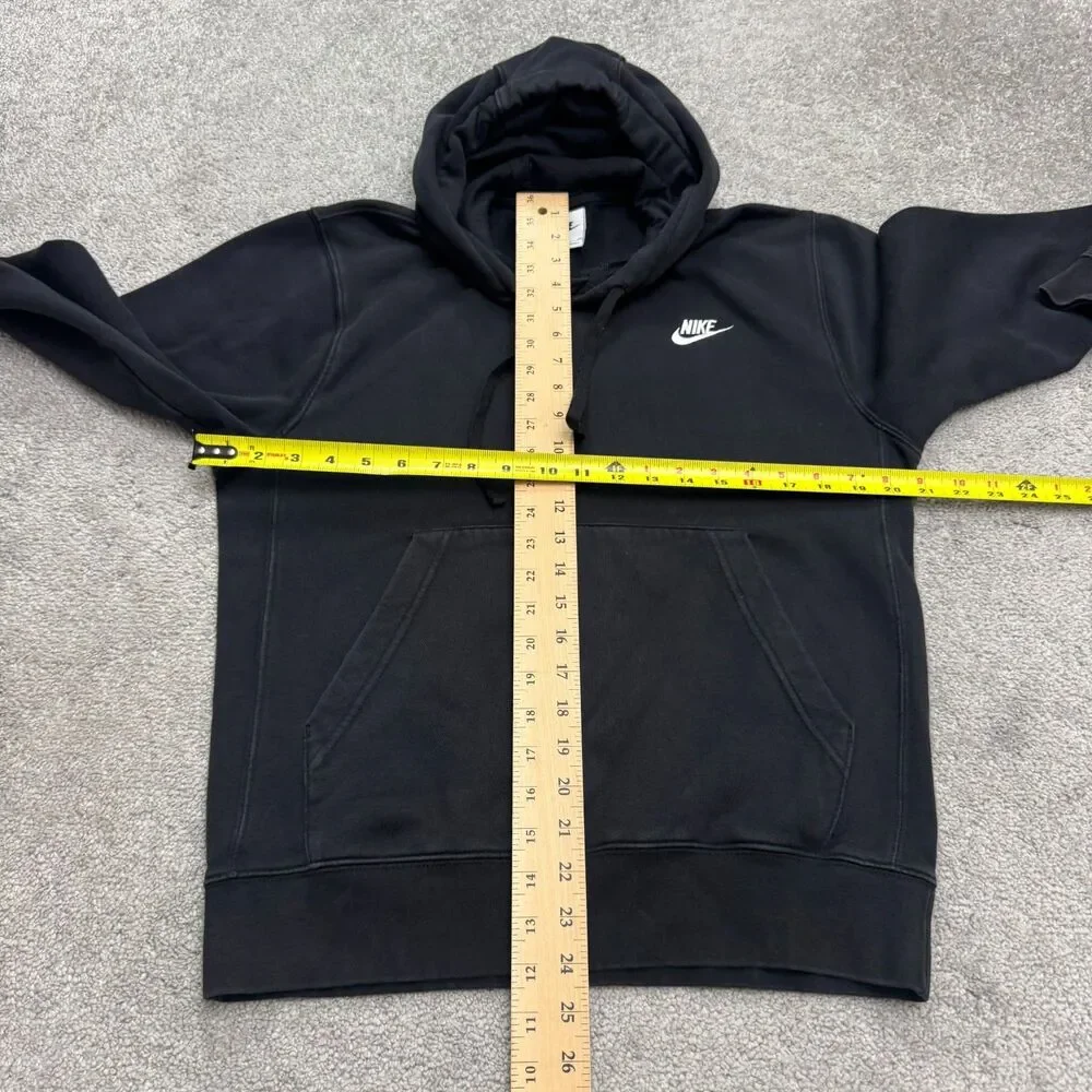 Nike Hoodie Pullover Sweatshirt Mens Small Black Fleece Drawstring Activewear